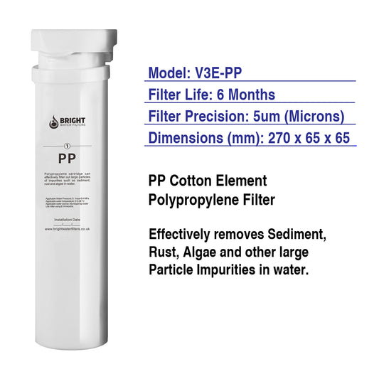 Bright Water Filters - V-3E Replacement Polypropylene Sediment Filter Cartridge – Single Pack