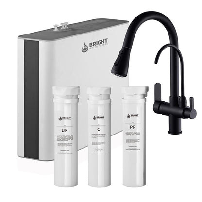 Bright Water Filters - V-3E Under-Sink Water Filter with 3-Way Tap – Black
