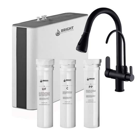 Bright Water Filters - V-3E Under-Sink Water Filter with 3-Way Tap – Black