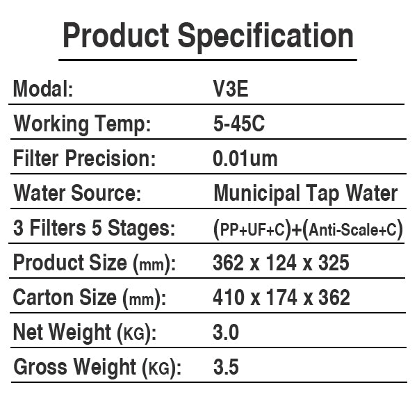 Bright Water Filters - V-3E Under-Sink Water Filter with 3-Way Tap – Brushed Chrome