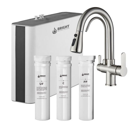 Bright Water Filters - V-3E Under-Sink Water Filter with 3-Way Tap – Brushed Chrome
