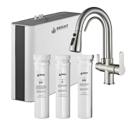Bright Water Filters - V-3E Under-Sink Water Filter with 3-Way Tap – Brushed Chrome
