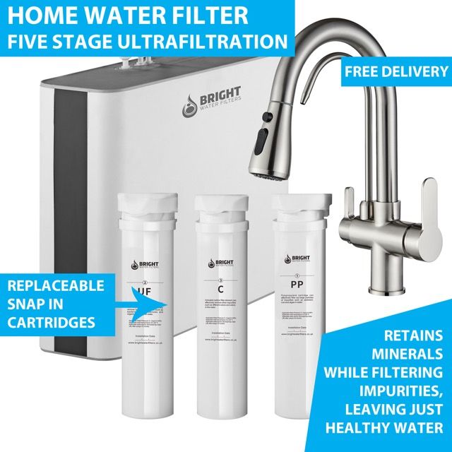 Bright Water Filters - V-3E Under-Sink Water Filter with 3-Way Tap – Brushed Chrome