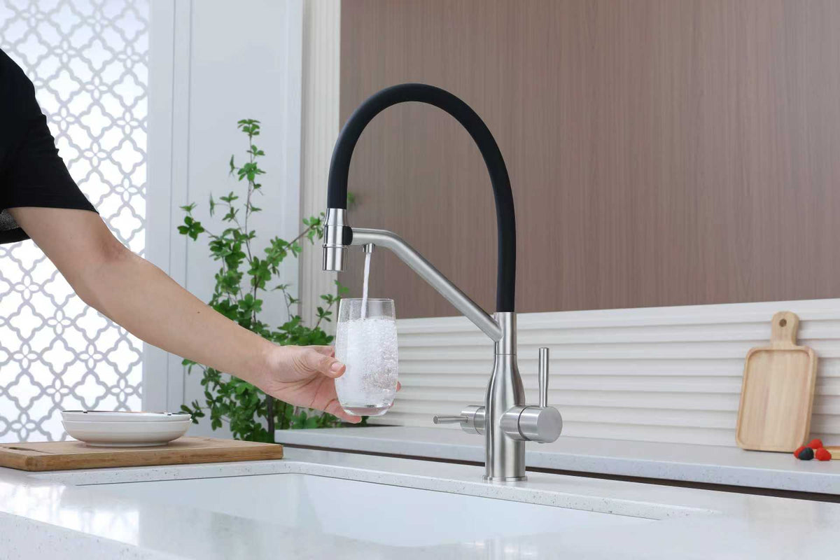 Bright Water Filters - Magnetic 3-Way Filtered Water Tap – Stainless Steel Pull-Out