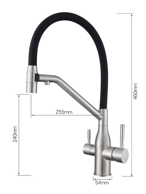 Bright Water Filters - V-3E Under-Sink Water Filter with Magnetic Pull-Out Tap – Brushed Chrome