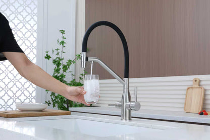 Bright Water Filters - V-3E Under-Sink Water Filter with Magnetic Pull-Out Tap – Brushed Chrome