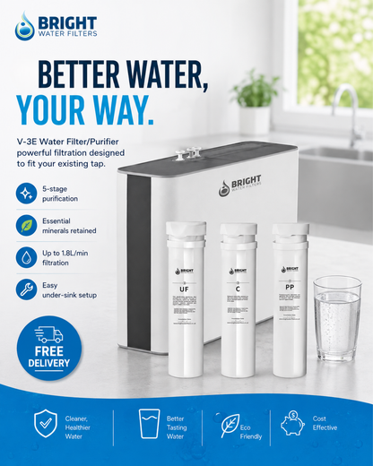 Bright Water Filters - V-3E Under-Sink Water Filter System – Without Tap
