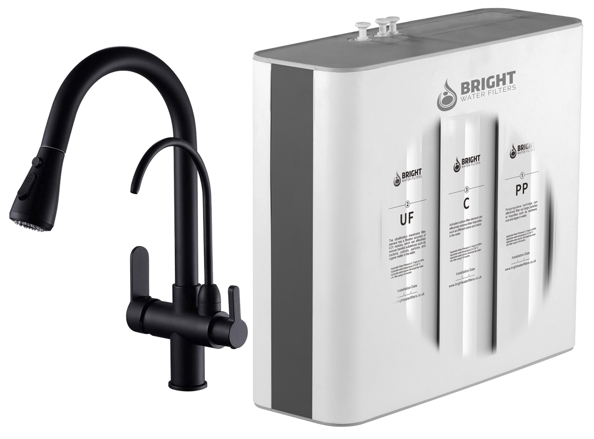 Bright Water Filters - V-3E Under-Sink Water Filter with 3-Way Tap – Black